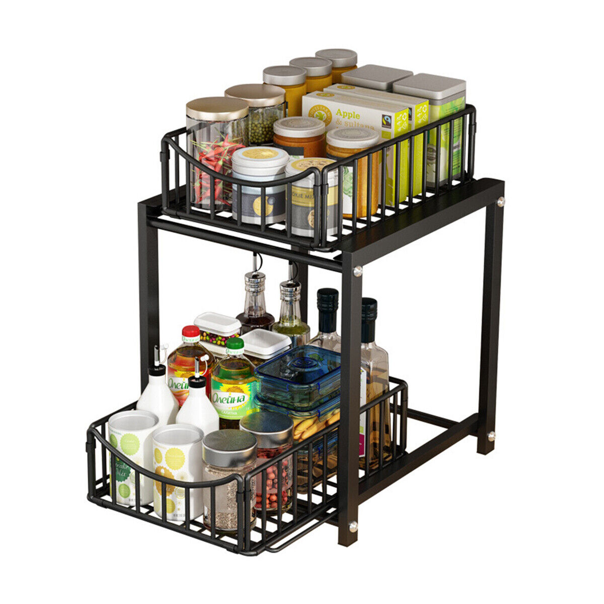 Pull out Kitchen Spice Rack Storage Organizer