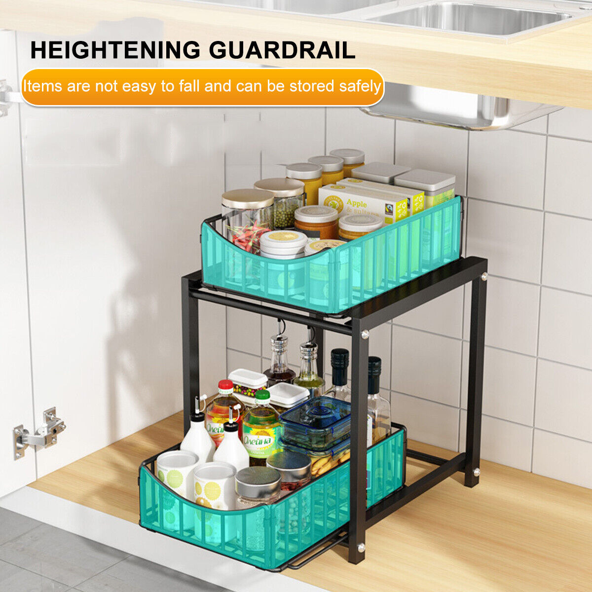 Pull out Kitchen Spice Rack Storage Organizer