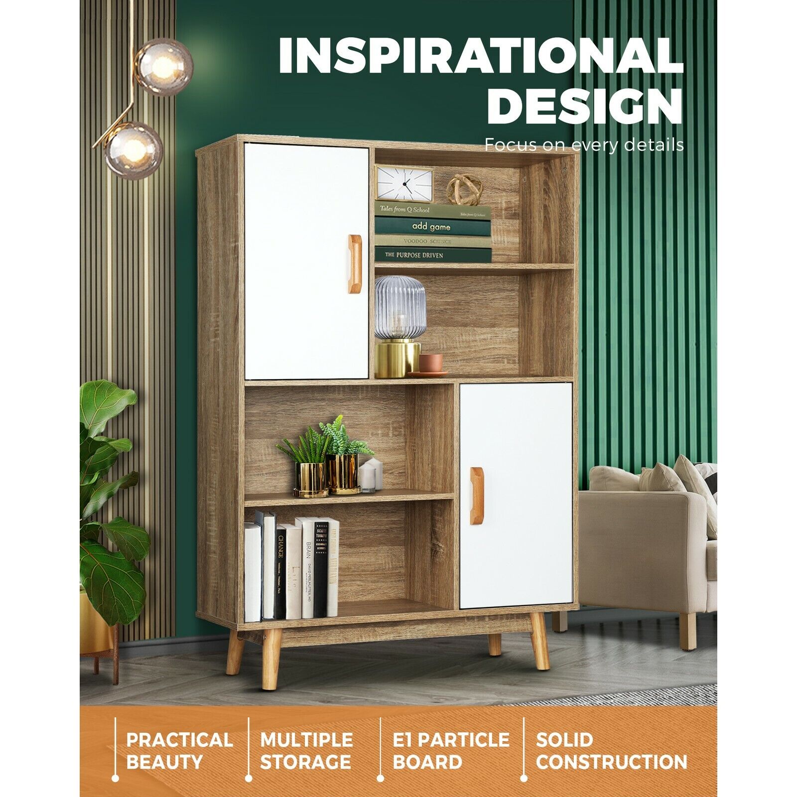 Wooden Bookshelf Display Shelf Storage Cabinet Bookcase