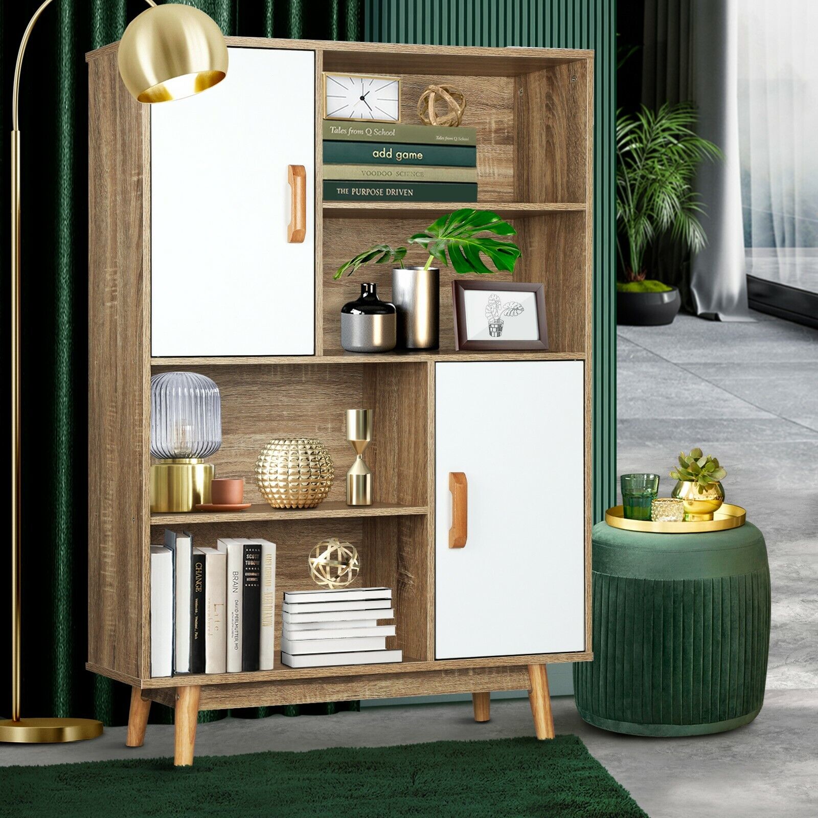 Wooden Bookshelf Display Shelf Storage Cabinet Bookcase