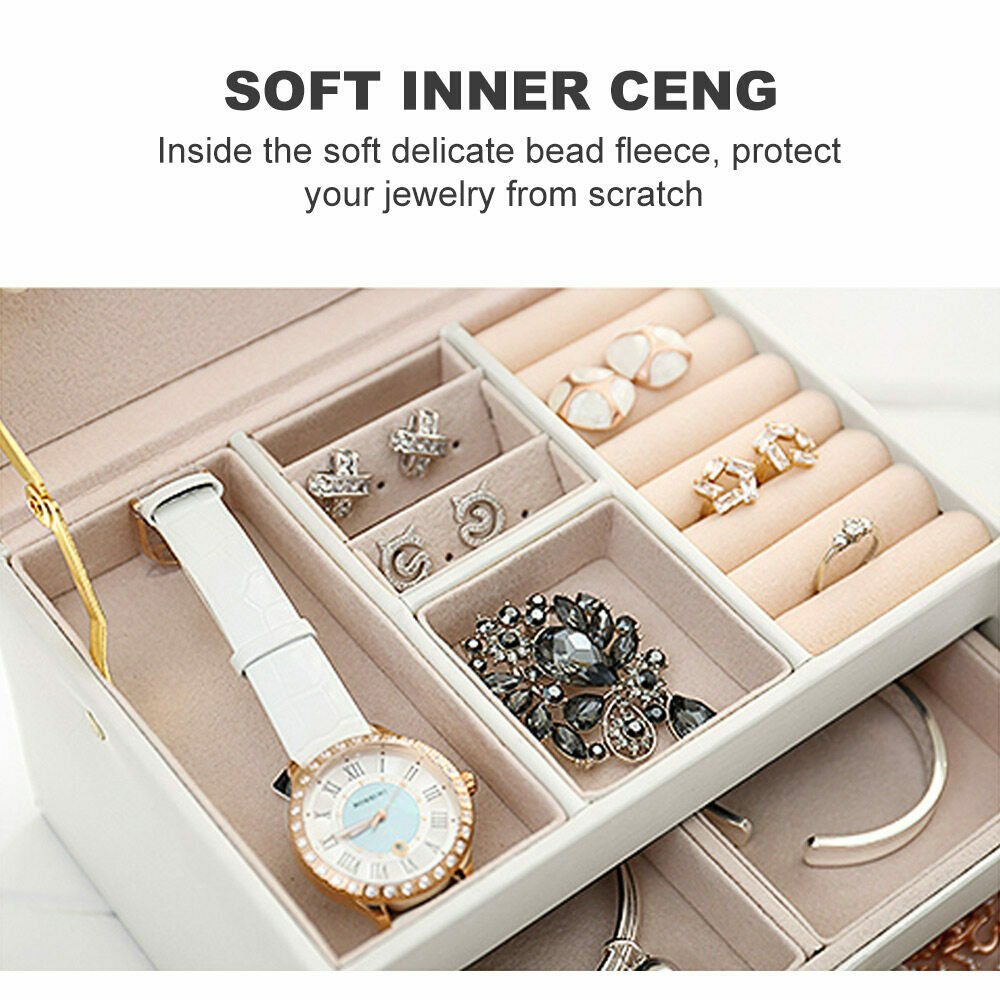 Large Jewellery Box Organizer Ring Earring Display Storage