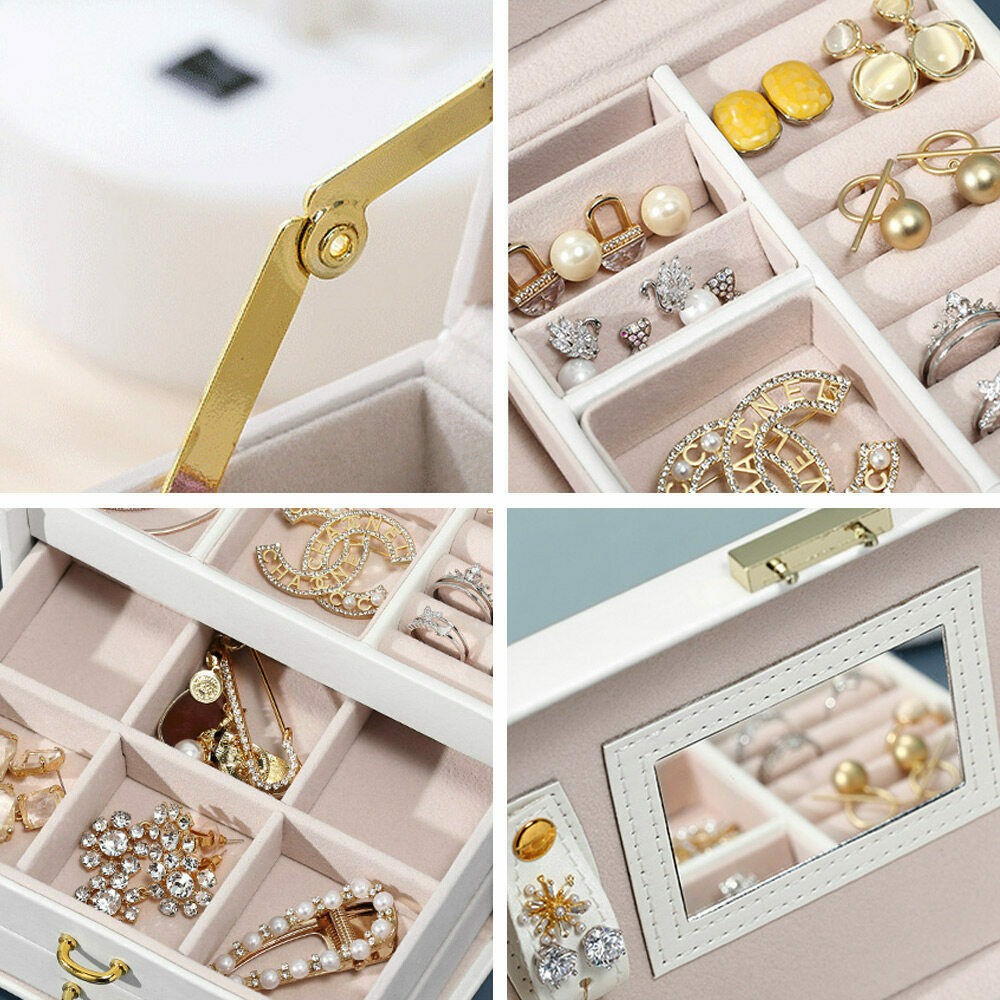 Large Jewellery Box Organizer Ring Earring Display Storage