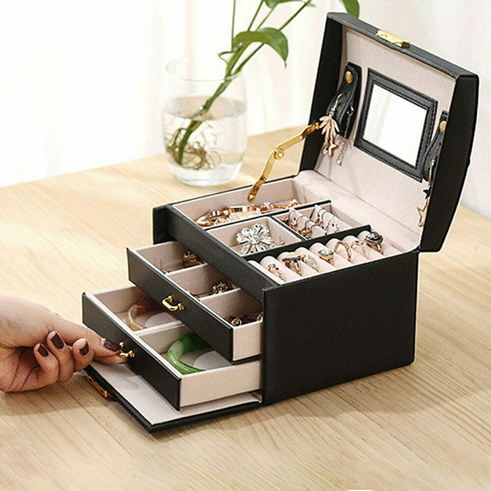 Large Jewellery Box Organizer Ring Earring Display Storage