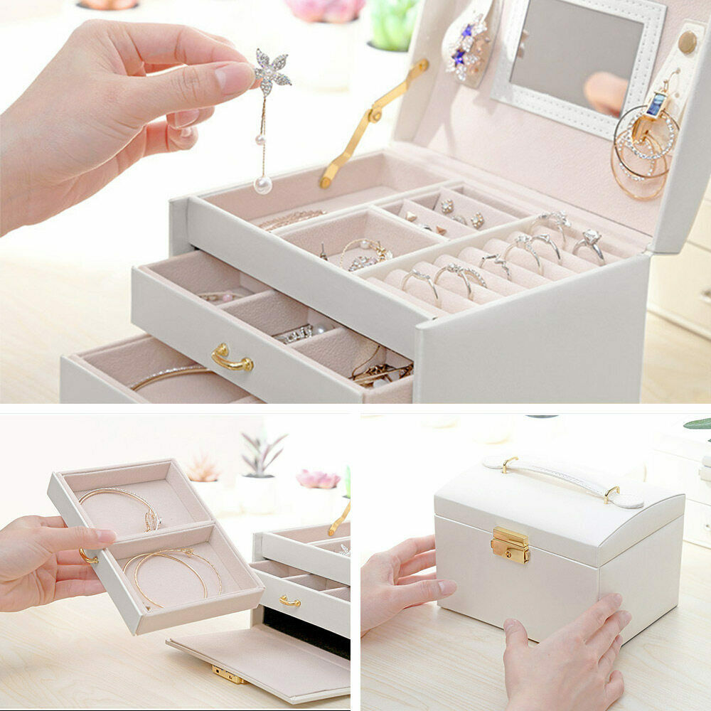 Large Jewellery Box Organizer Ring Earring Display Storage
