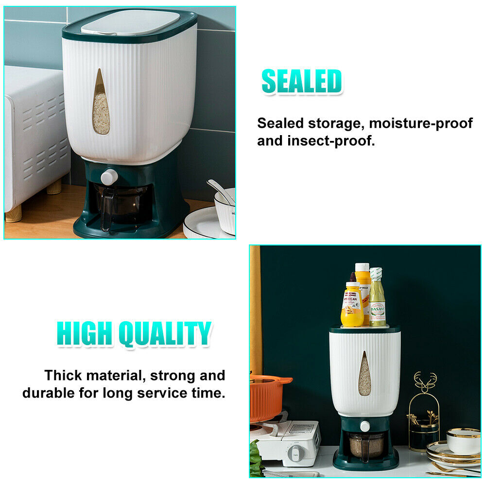Cereal Rice Dispenser Food Grain Storage 10kg Capacity