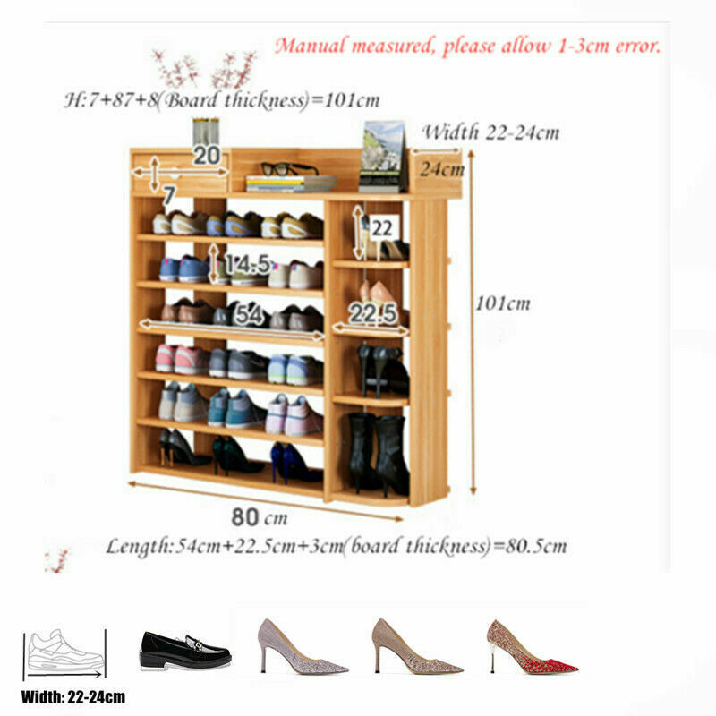 Wooden 7 Tier Shoe Rack Cabinet with Drawer
