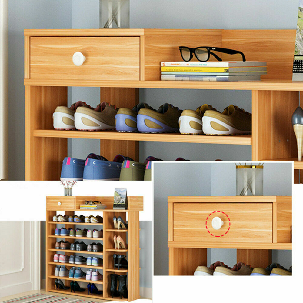 Wooden 7 Tier Shoe Rack Cabinet with Drawer