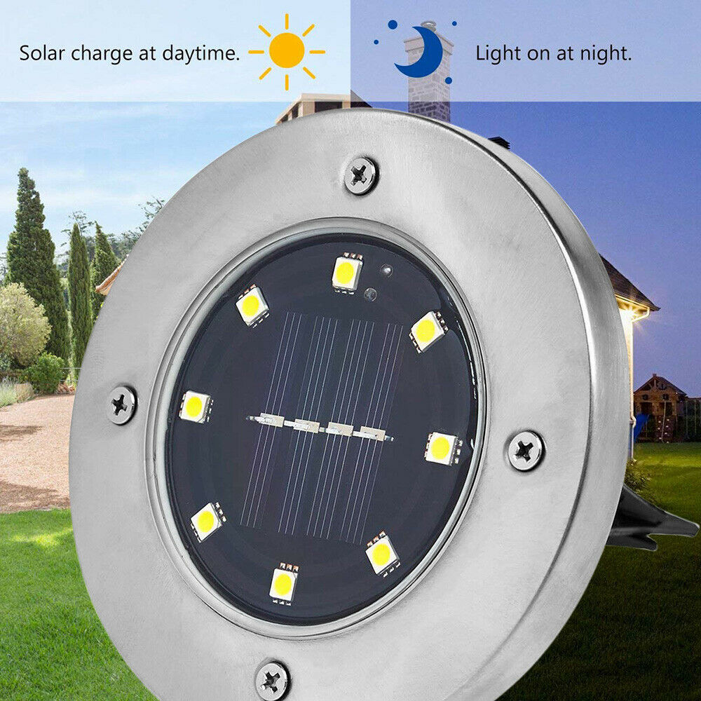 12pcs Solar Powered LED Buried Inground Recessed Light