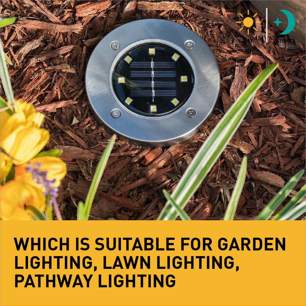 12pcs Solar Powered LED Buried Inground Recessed Light