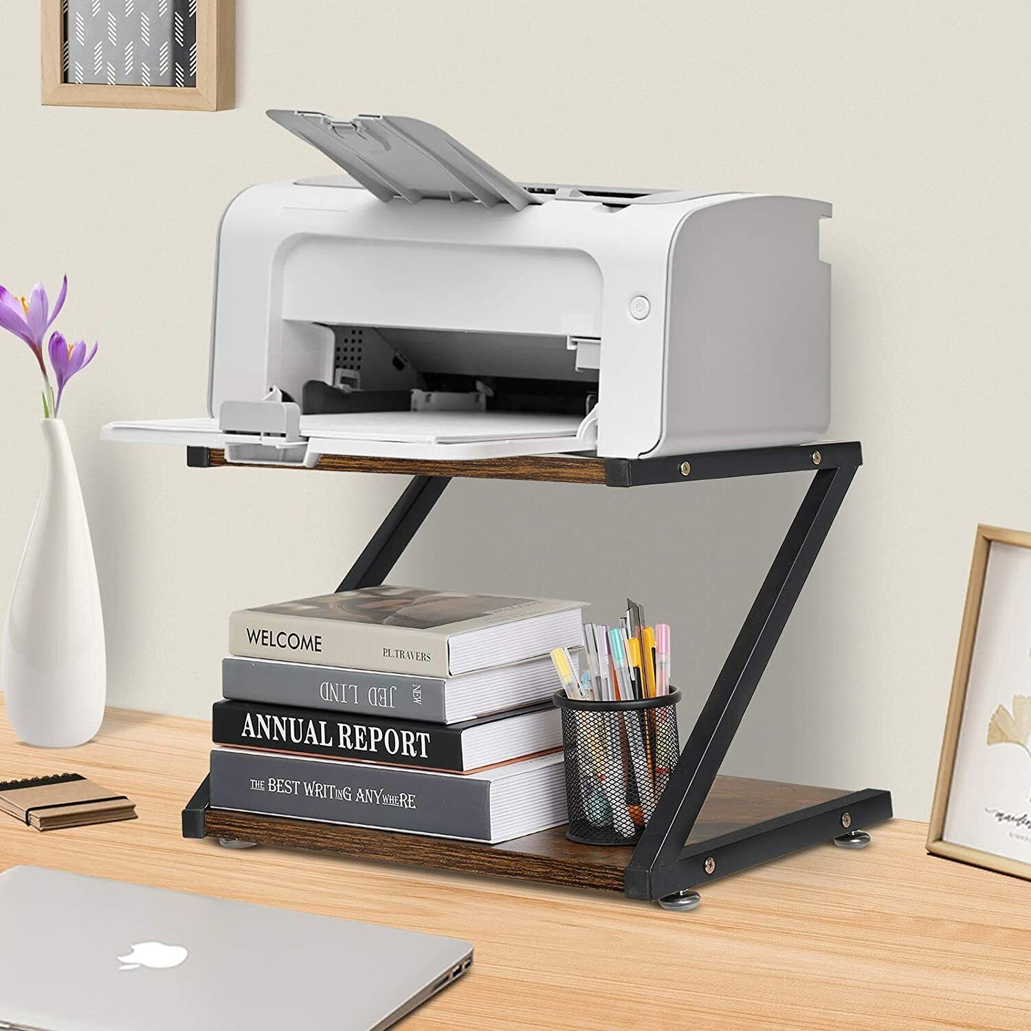 2 Tier Desktop Printer Metal Racks Printer Holder