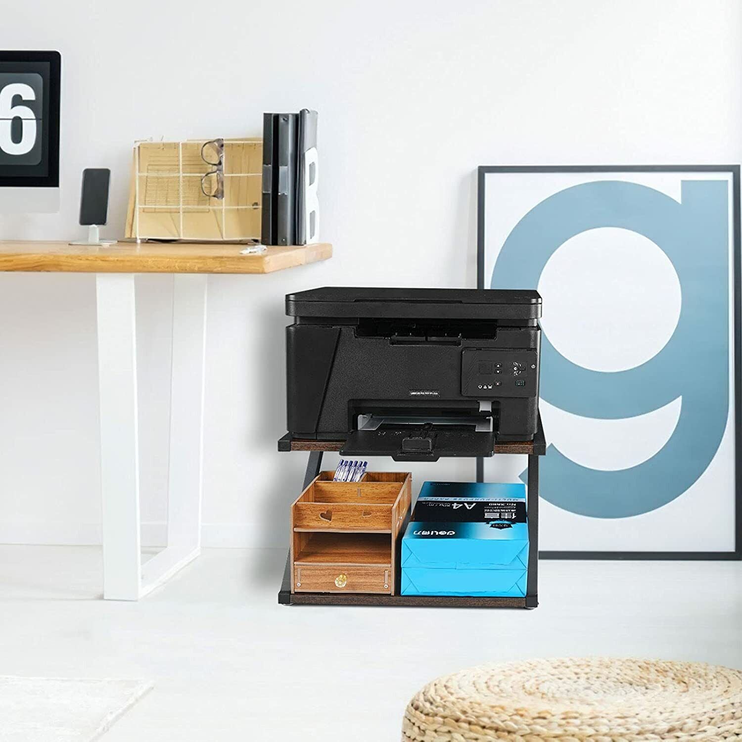 2 Tier Desktop Printer Metal Racks Printer Holder