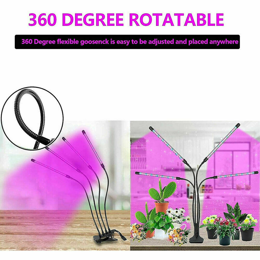4 Head LED Grow Light Plant Light Panel Growing Plant Veg Flower Indoor Lamp