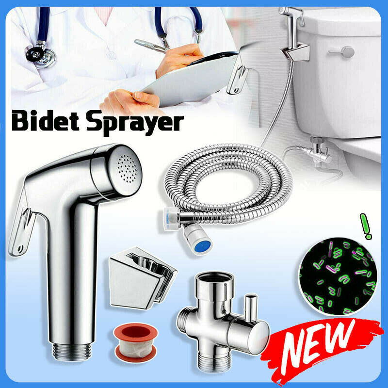 Shower Head Toilet Spray Douche Hand Held Bidet Jet Shattaf Kit Chrome Sprayer