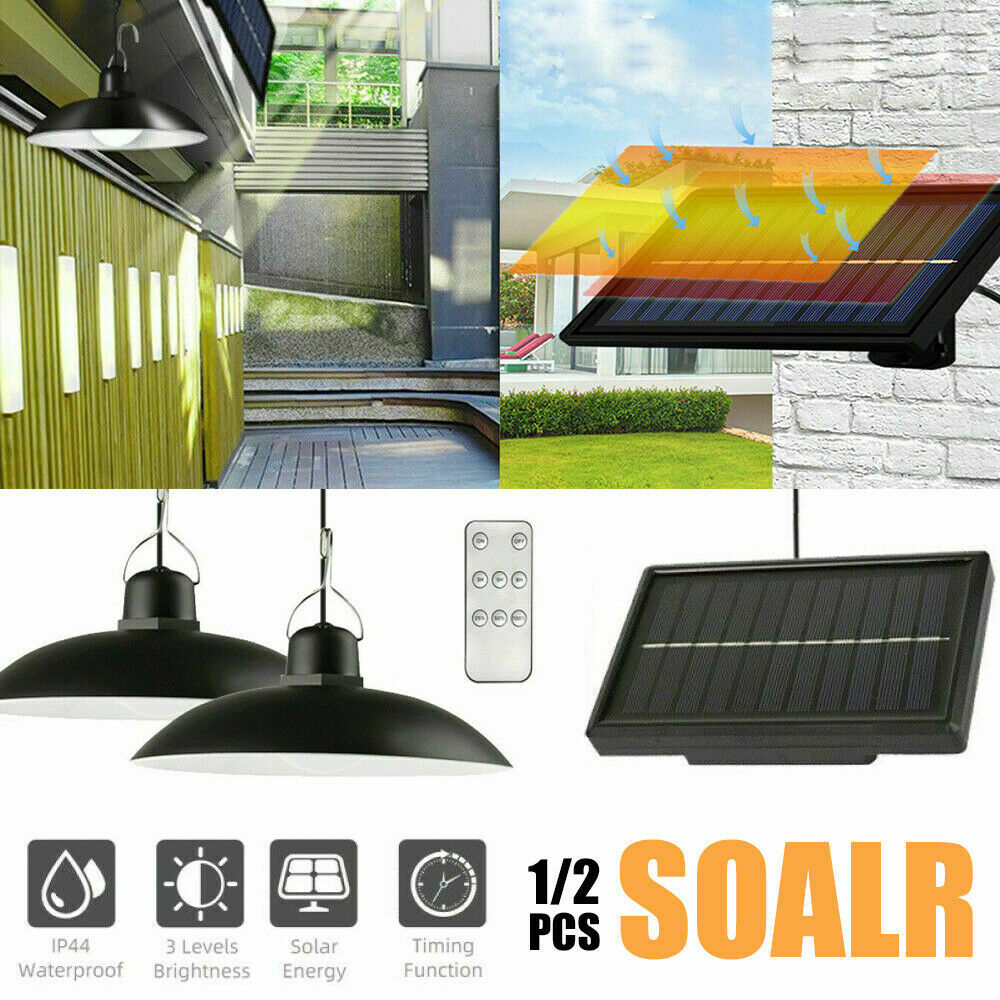 Solar Power Outdoor Garden Hanging LED Lamp Yard Pendant Light With Remote Control