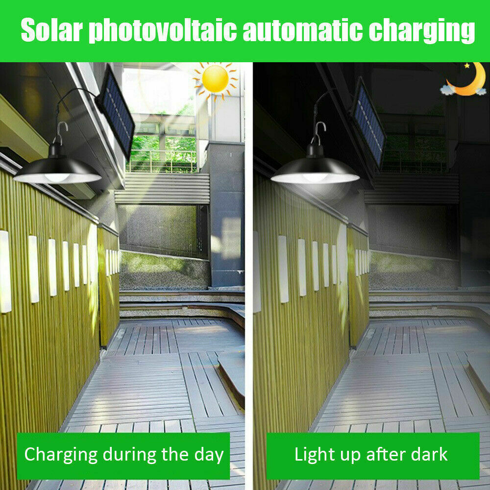 Solar Power Outdoor Garden Hanging LED Lamp Yard Pendant Light With Remote Control