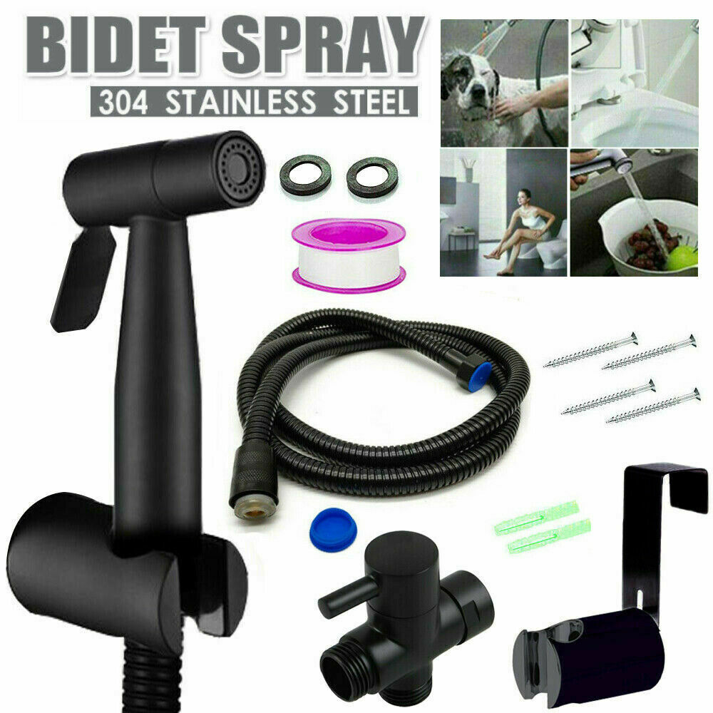 Stainless Steel Handheld Douche Bidet Toilet Spray Shower Shattaf Diverter Black Silver