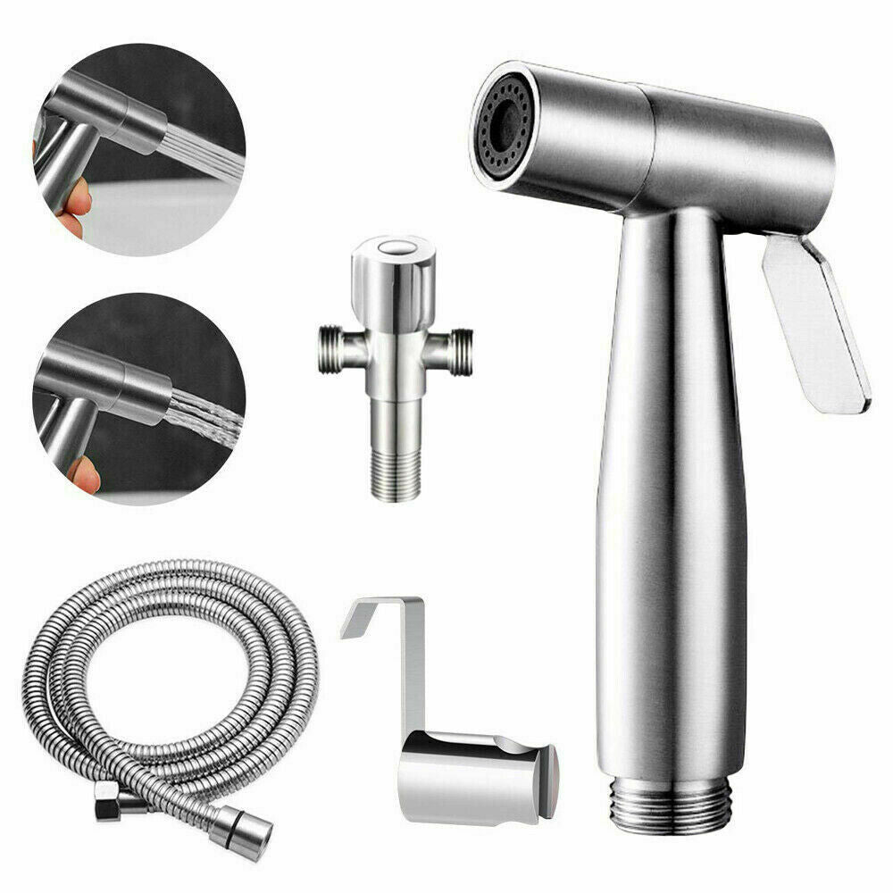 Stainless Steel Handheld Douche Bidet Toilet Spray Shower Shattaf Diverter Black Silver