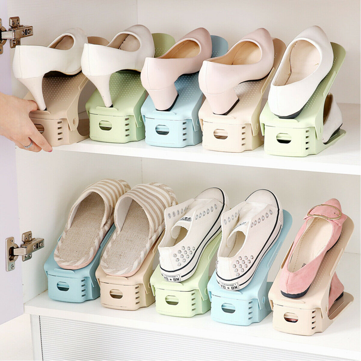40PCS Adjustable Easy Shoe Rack Slots Organizer