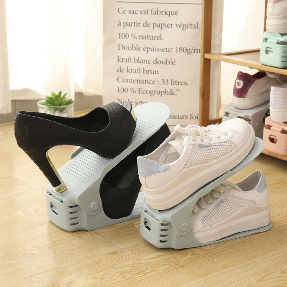 40PCS Adjustable Easy Shoe Rack Slots Organizer