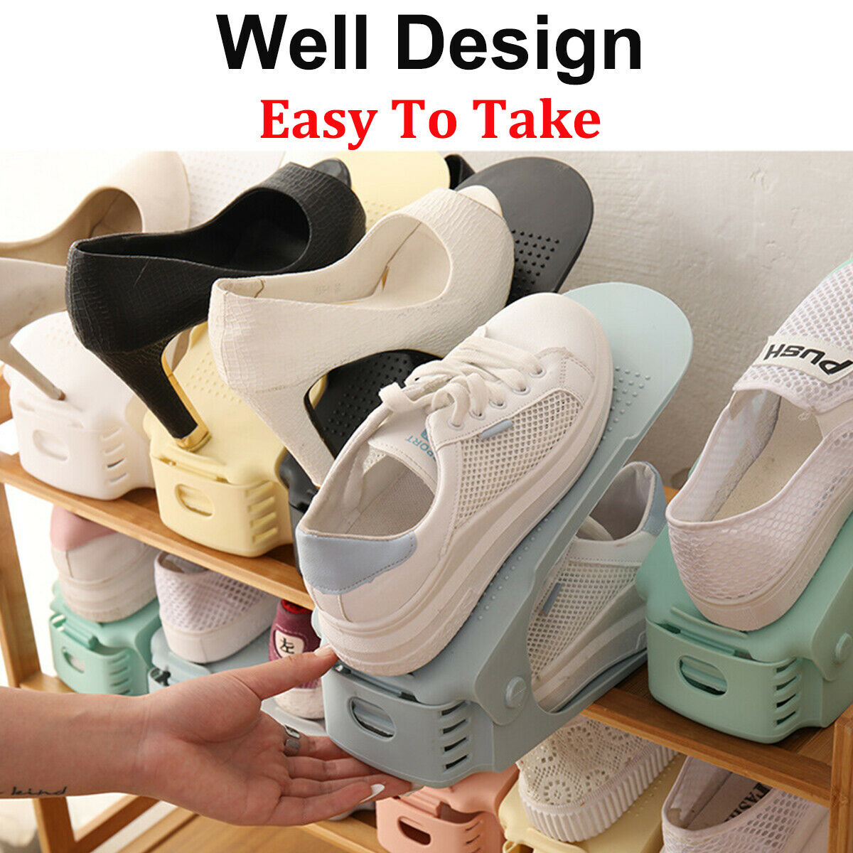 40PCS Adjustable Easy Shoe Rack Slots Organizer