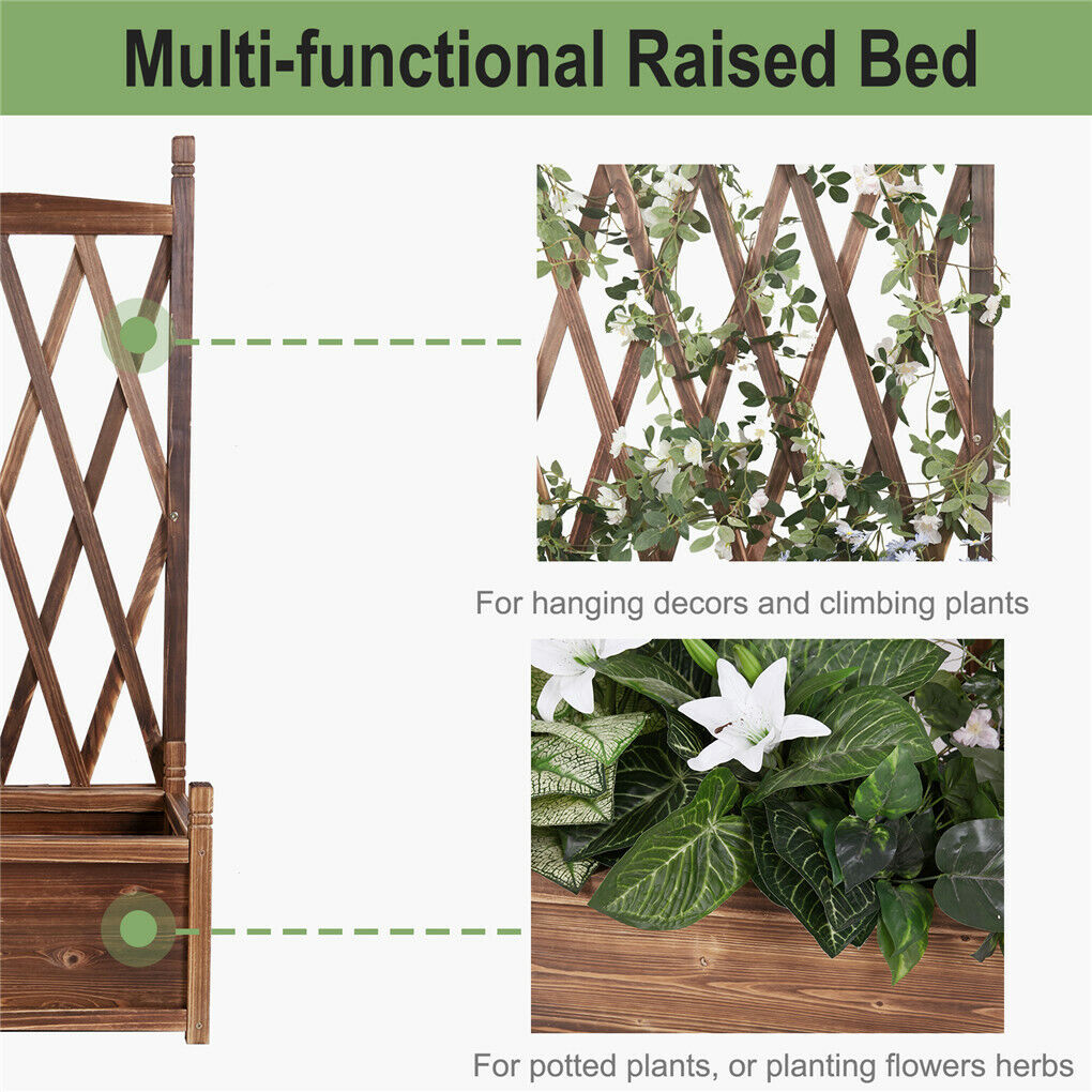 Large Raised Garden Bed Planter Box with Trellis