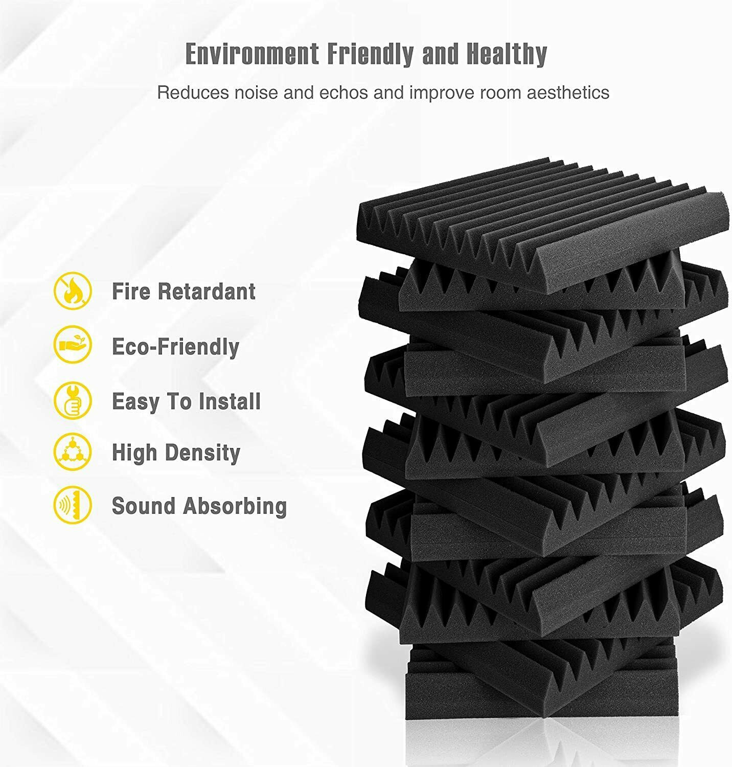 20pcs 30X30X5cm/50x50x5cm Studio Acoustic Foam Sound Absorbation Proofing Panel Wedge