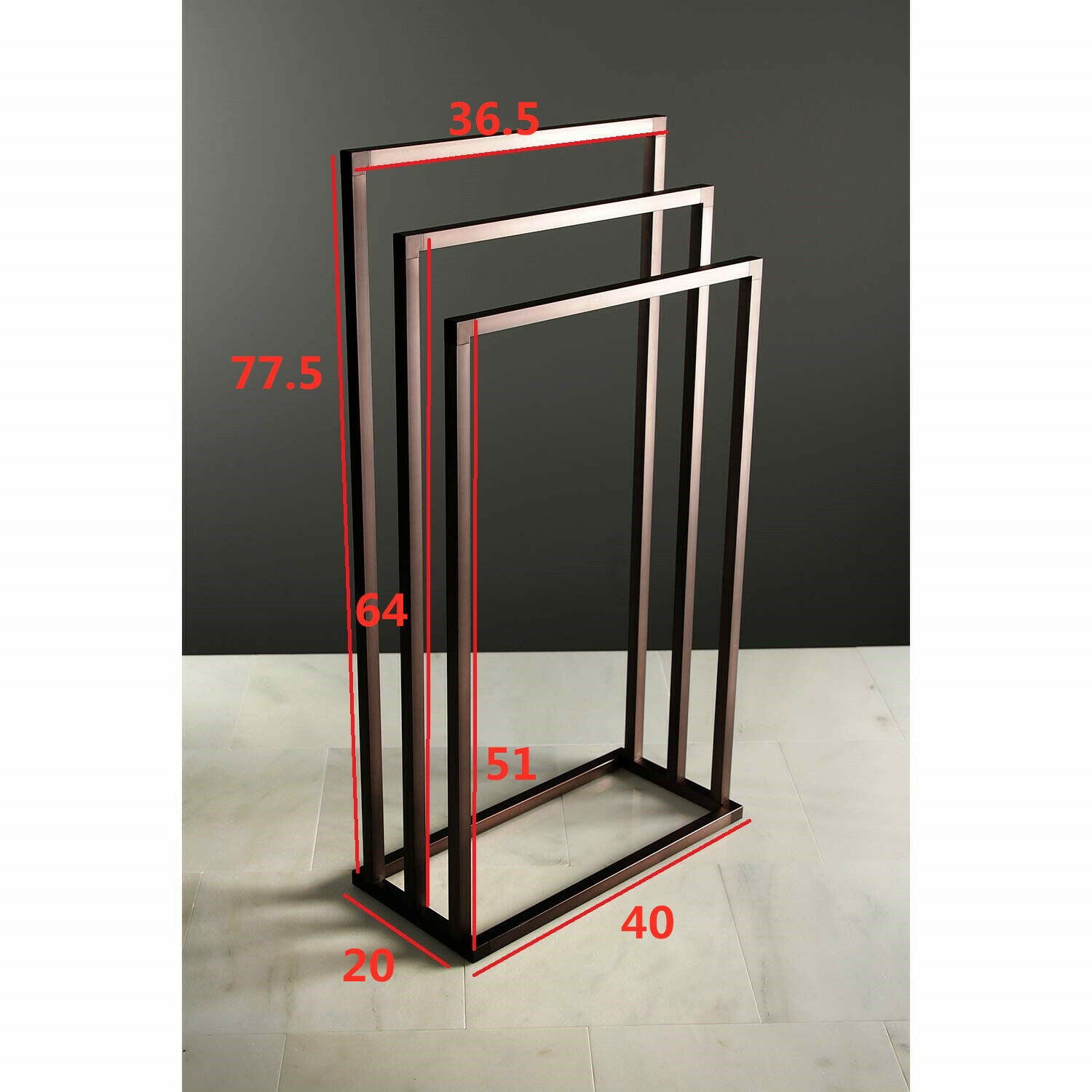 Metal Bathroom Towel Rack 3 Bars Freestanding Drying Shelf Storage Organizer