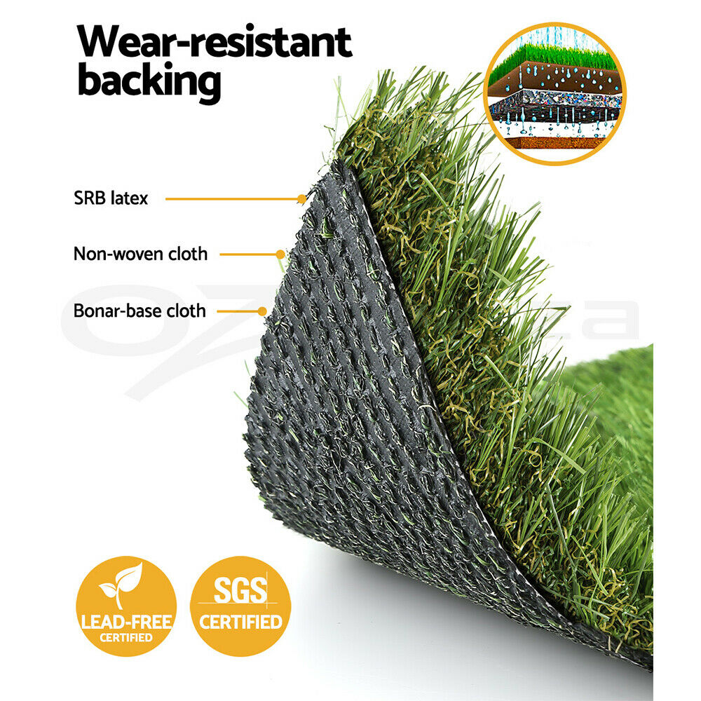 Artificial Synthetic Grass Fake Lawn 5-60SQM Turf Plastic Plant 30mm Thick 8 years Warranty Certified Lead Free Children and Pets Safe