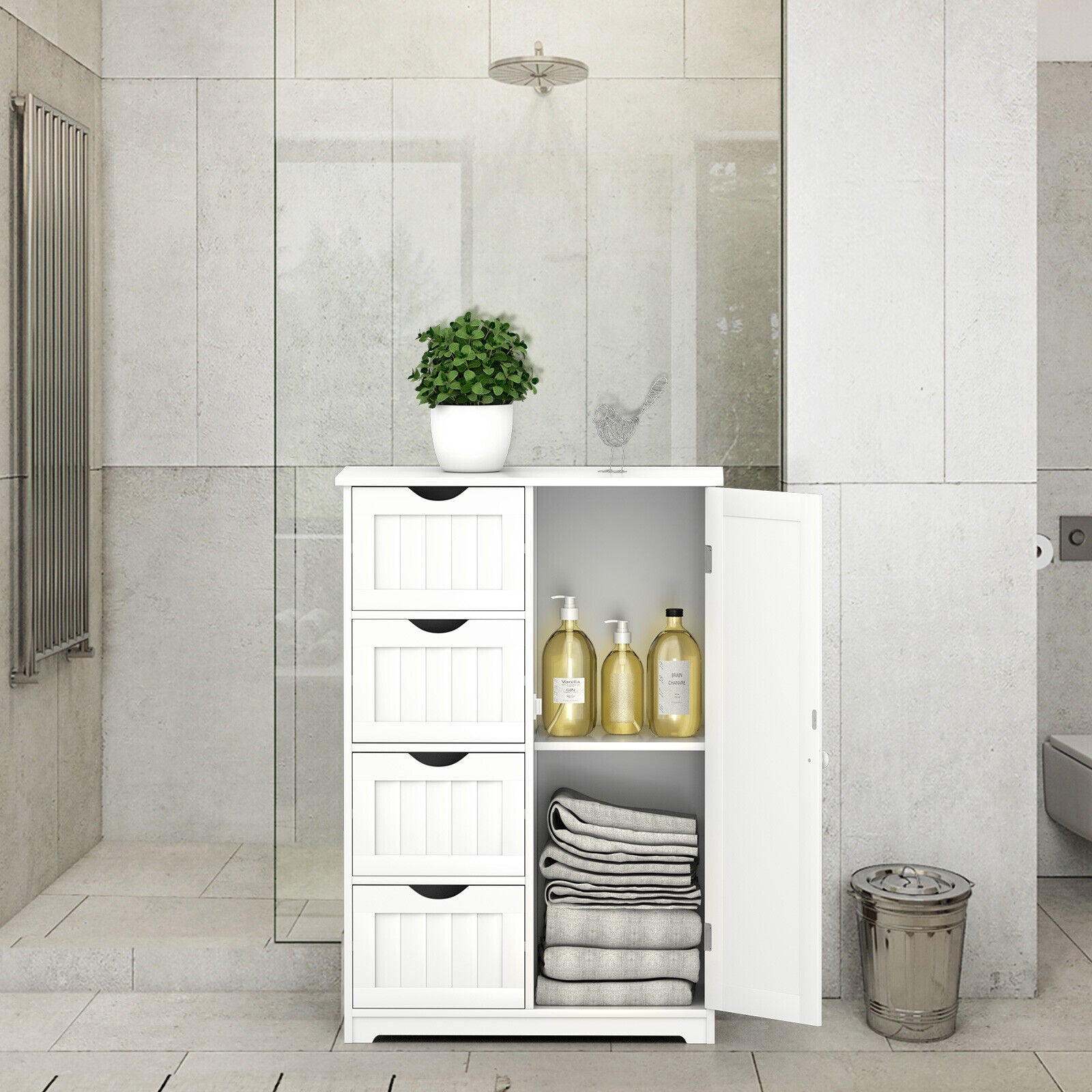 Bathroom Cabinet Toilet Storage Organizer Cupboard with Drawers