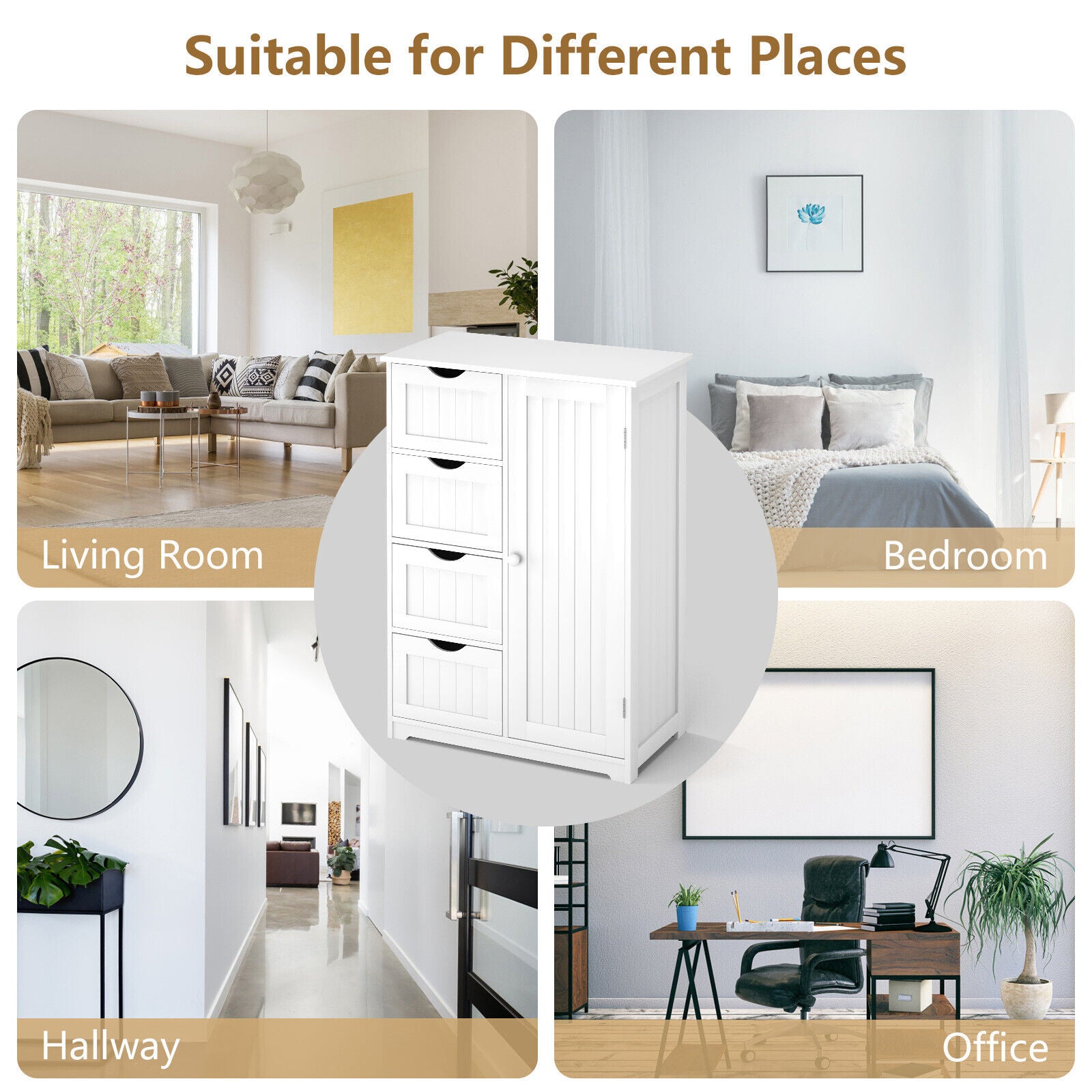 Bathroom Cabinet Toilet Storage Organizer Cupboard with Drawers
