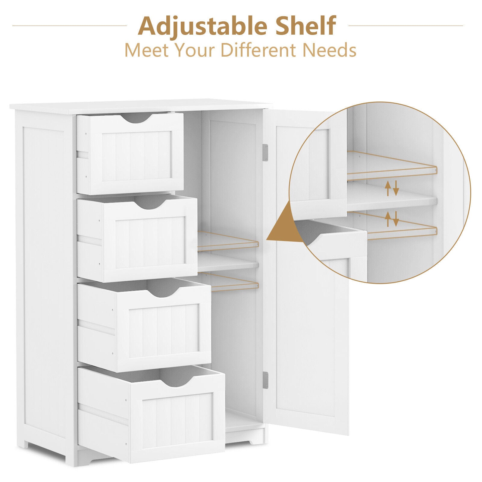 Bathroom Cabinet Toilet Storage Organizer Cupboard with Drawers