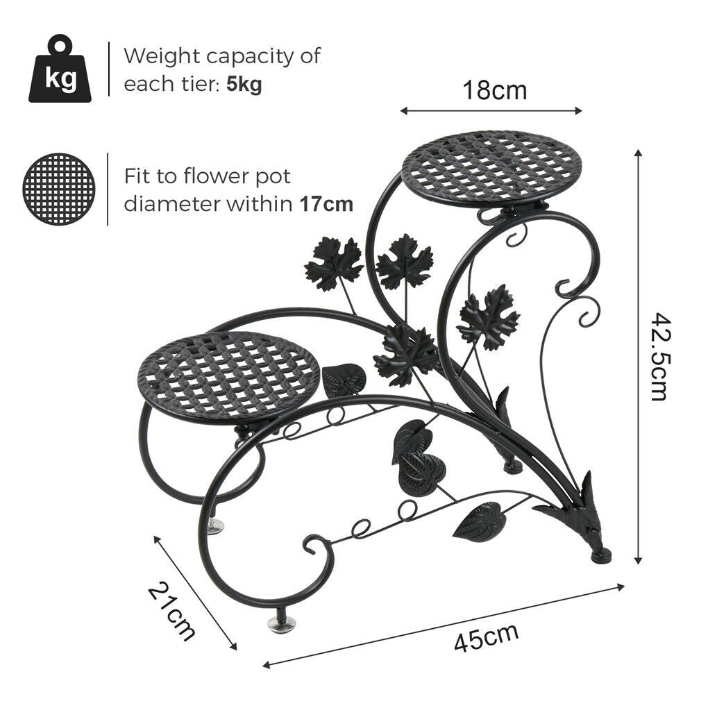 2PCS Metal Round Potted Plant Stands Rack