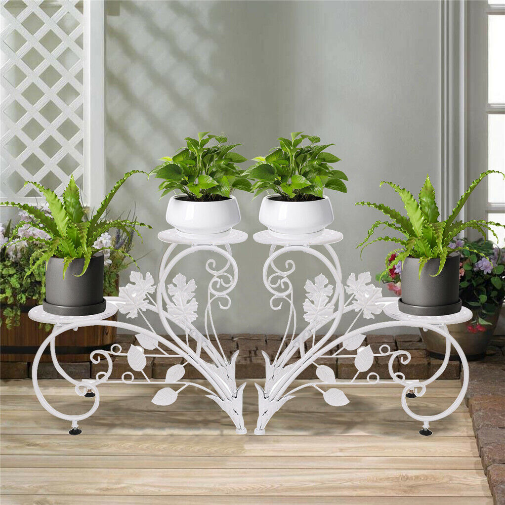 2PCS Metal Round Potted Plant Stands Rack