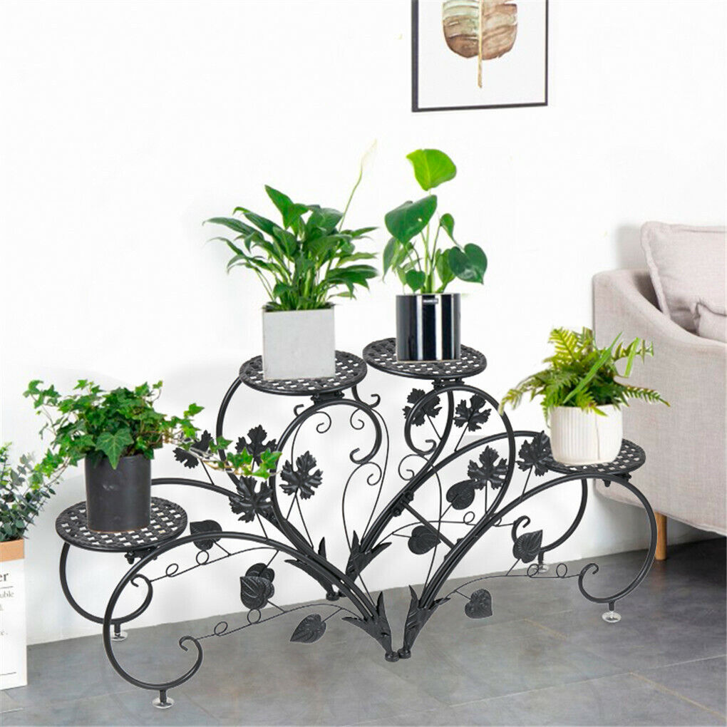 2PCS Metal Round Potted Plant Stands Rack