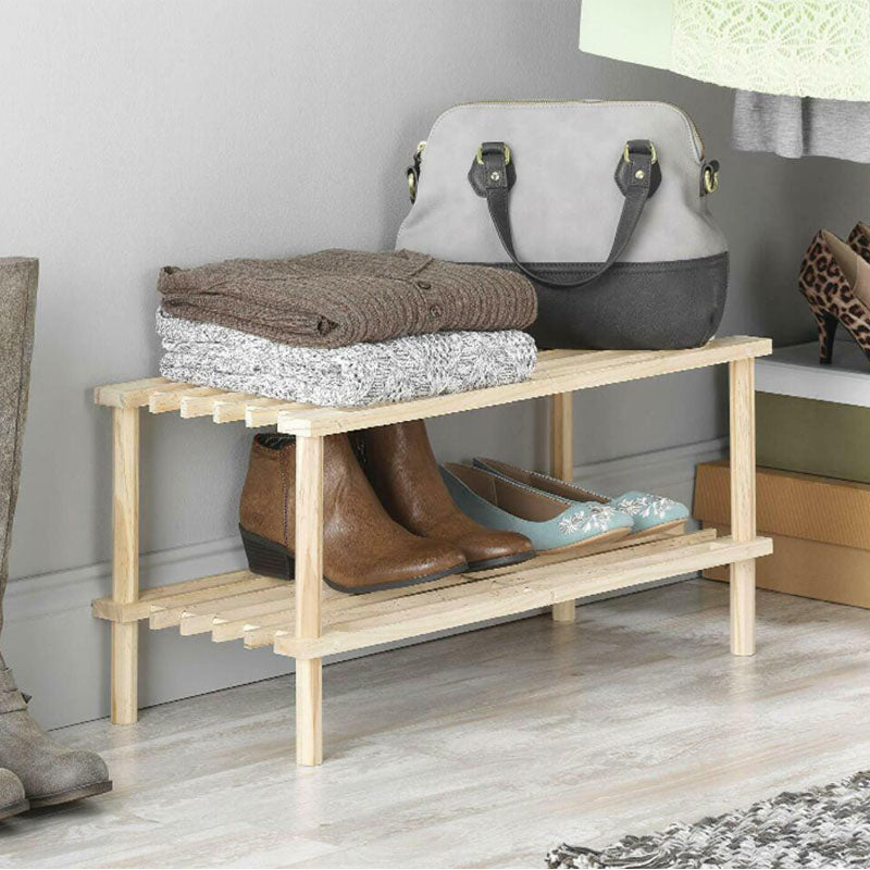 2/3 Tiers Shoe Rack Storage Wooden Organizer Shelf