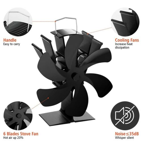 6 Blades Fireplace Fan Heater