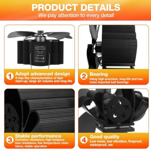 6 Blades Fireplace Fan Heater