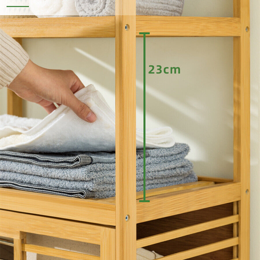Bamboo Laundry Hamper Tilt Out Clothes Basket Shelf Organizer