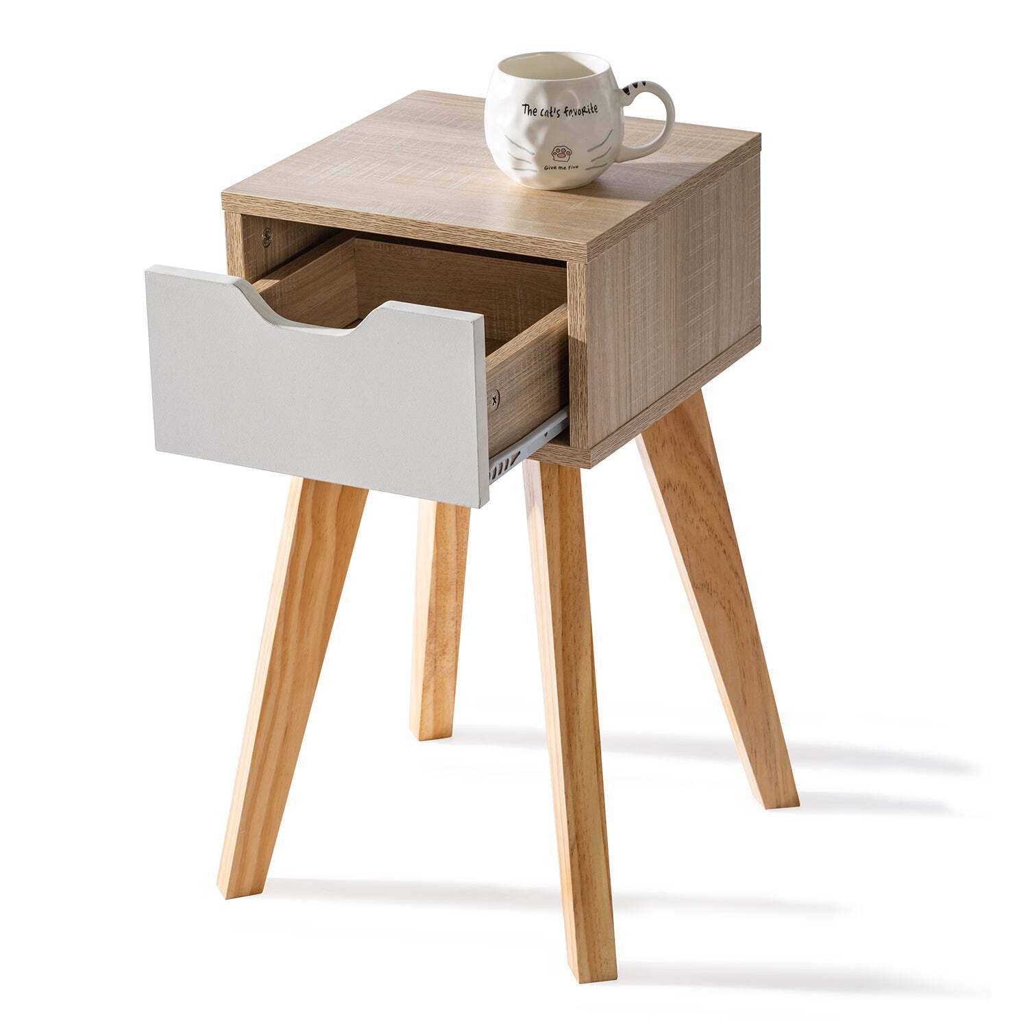 Wood Bedside Table Side Tables with Drawers