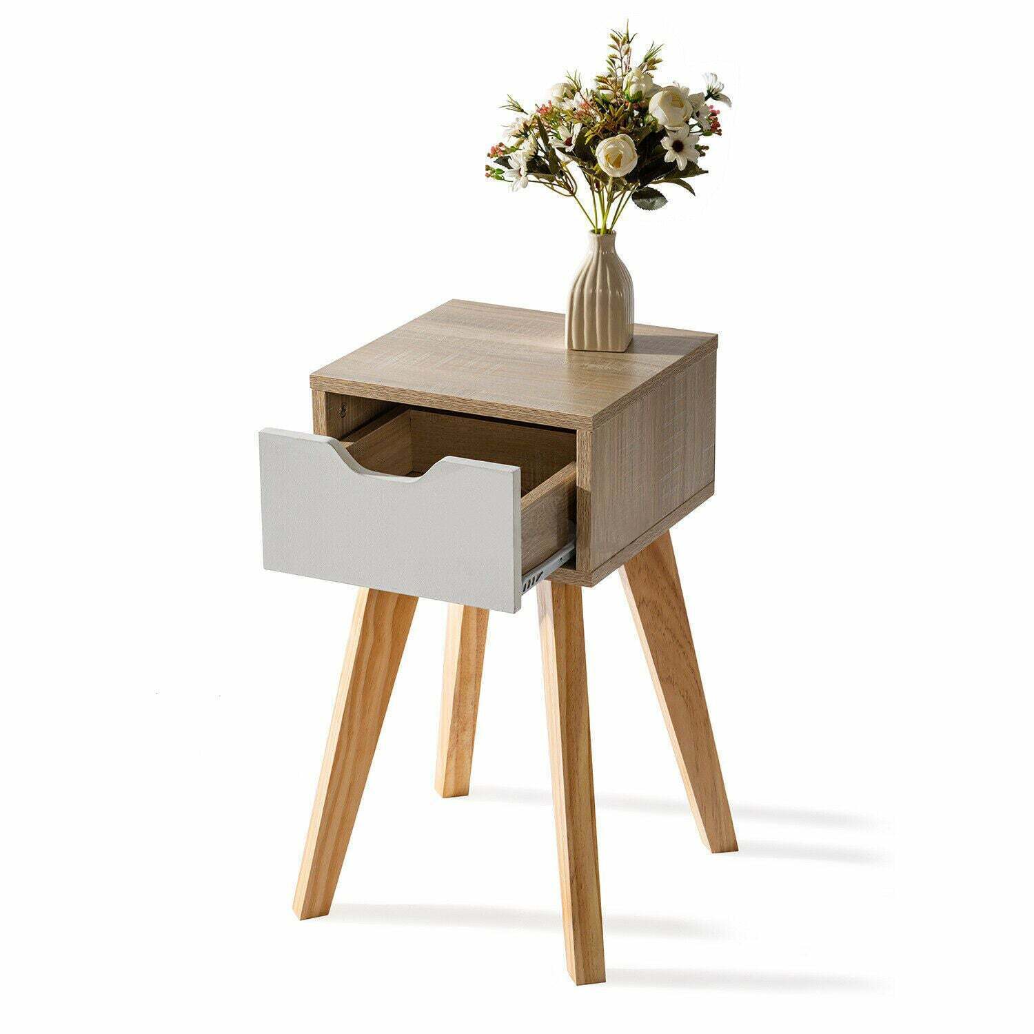 Wood Bedside Table Side Tables with Drawers