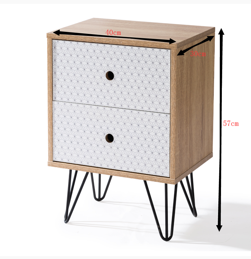 Bedside Table with Two Drawers Tables Cabinet