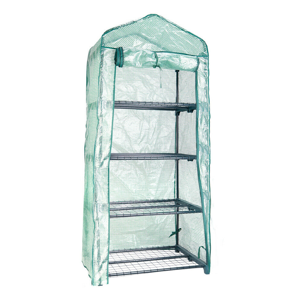 Portable Lightweight Mini Greenhouse Cover Shelter Stand with Roll-Up Zip Door