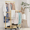 Rolling Bamboo Clothes Rack Clothing Storage Shelf