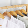 Rolling Bamboo Clothes Rack Clothing Storage Shelf
