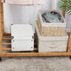 Rolling Bamboo Clothes Rack Clothing Storage Shelf