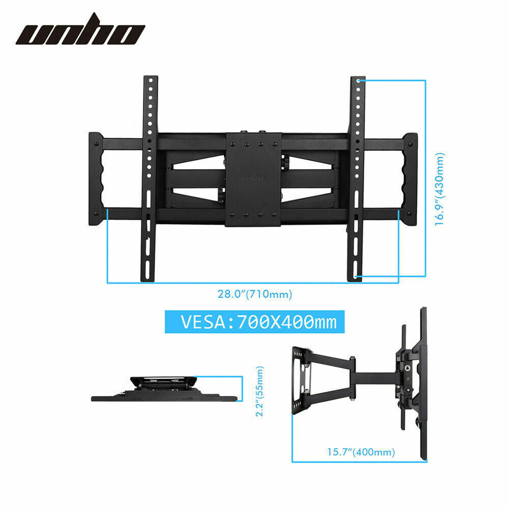 32-85" Swivel TV Wall Mount Dual Cantilever Extension Arms 80KG