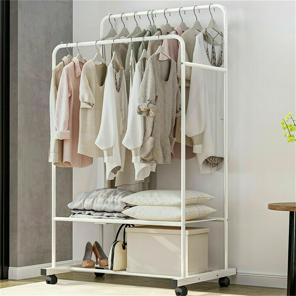 Freestanding Garment Clothes Rack Wire Shelving Stand Bedroom Coat Clothing Rack