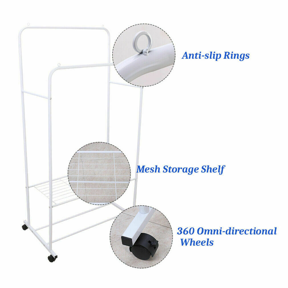 Freestanding Garment Clothes Rack Wire Shelving Stand Bedroom Coat Clothing Rack