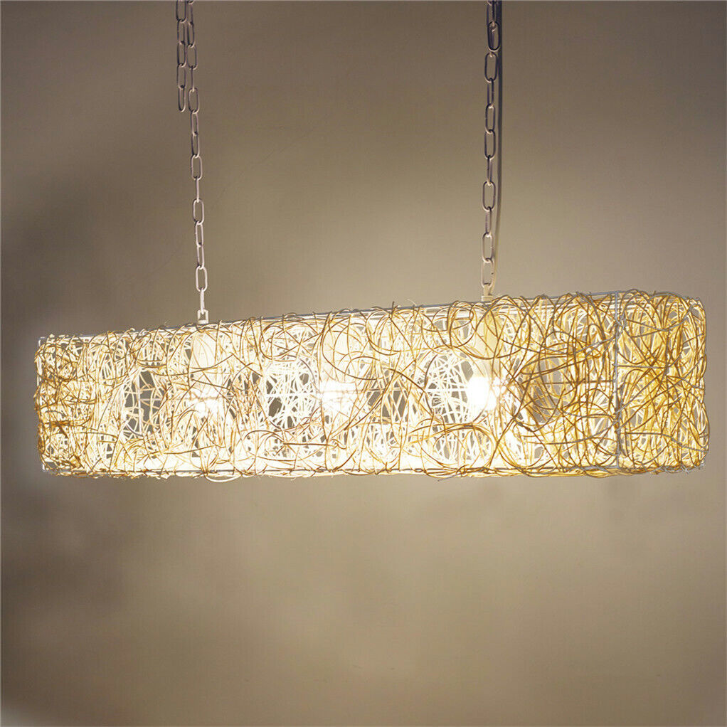 Rattan Dimmable Chandeliers Kitchen Dining Room Lighting