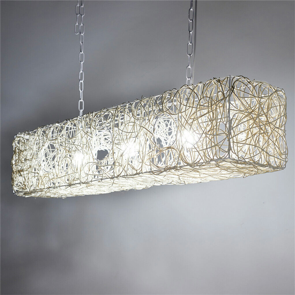 Rattan Dimmable Chandeliers Kitchen Dining Room Lighting
